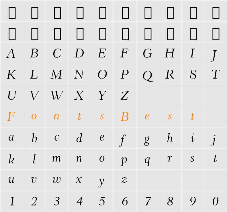 Revivl555 BT Character Map