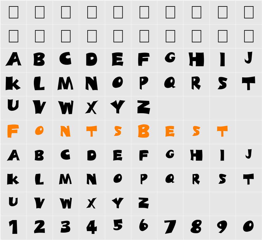 FZ JAZZY 10 Character Map