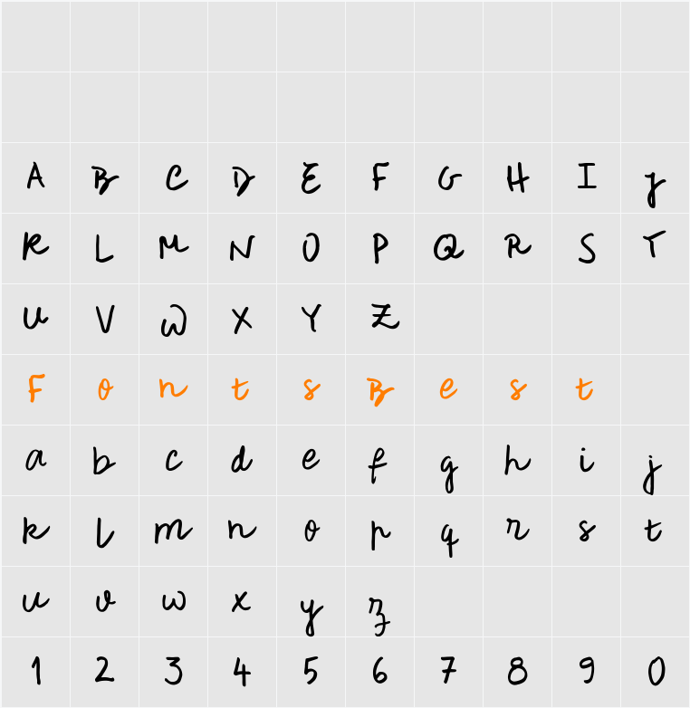 Rough Notes Sample Character Map