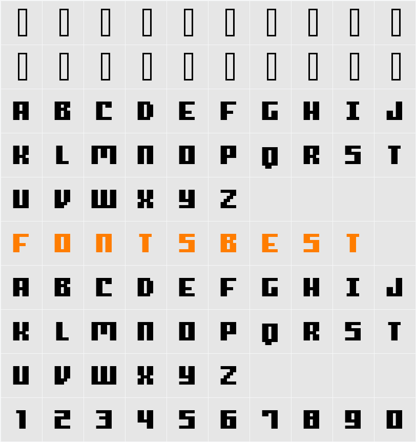 FFF Manager Bold Character Map
