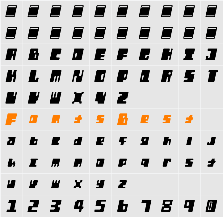 Orthotopes Character Map