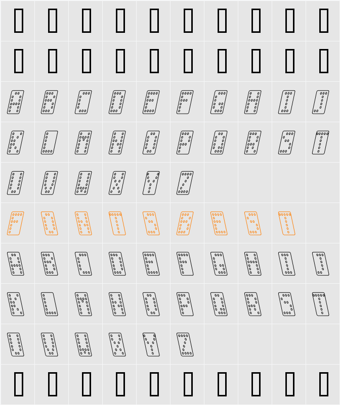 Domino smal kursiv omrids Character Map