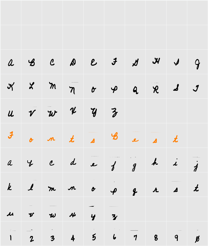 SkippiesScript Character Map