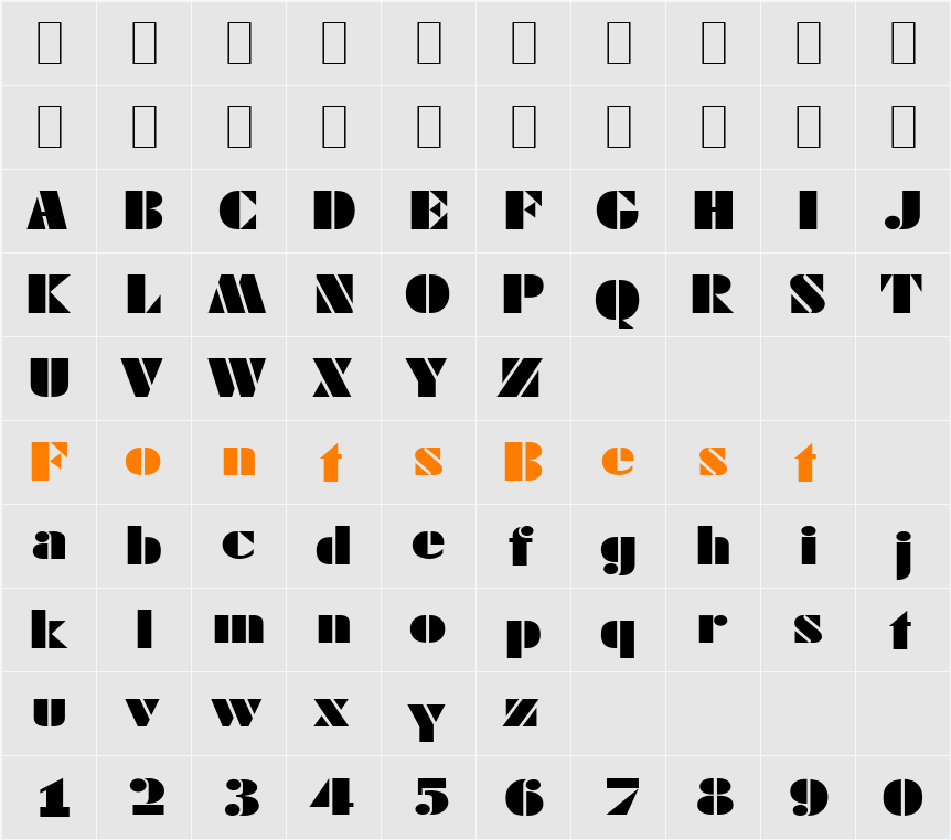 DekoBlackExtended-Serial Character Map