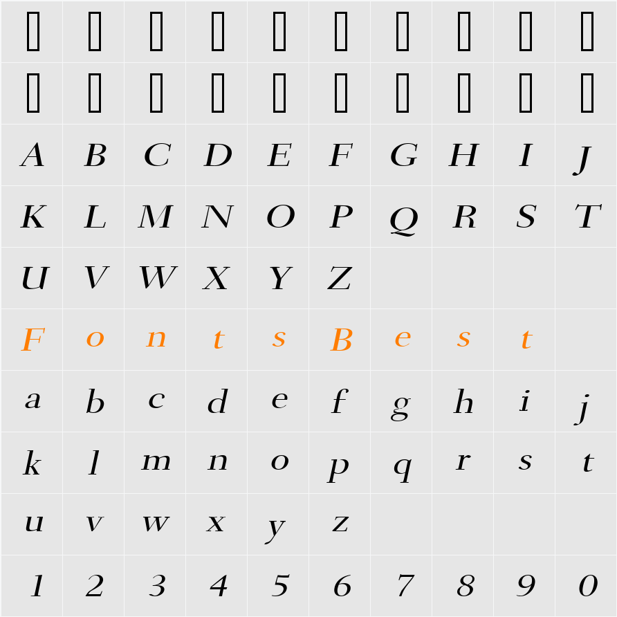 Transit Wide Character Map