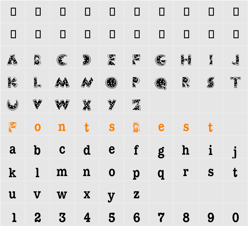 KAPizza Character Map