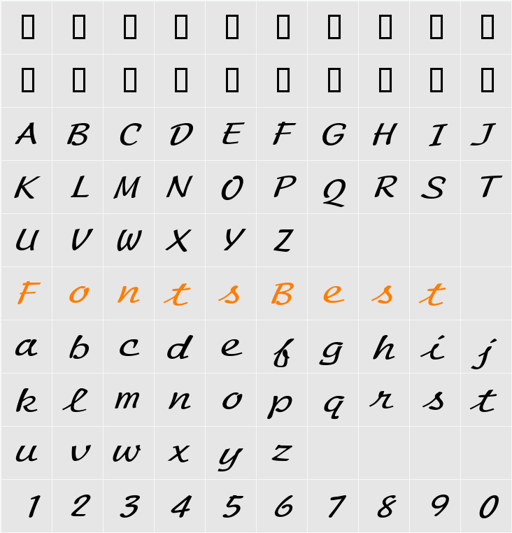 ScriptMonoExtended Character Map