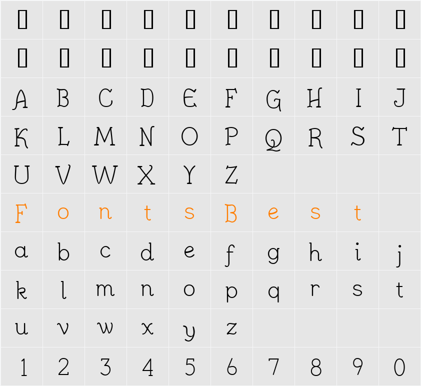JennerikInfml Character Map