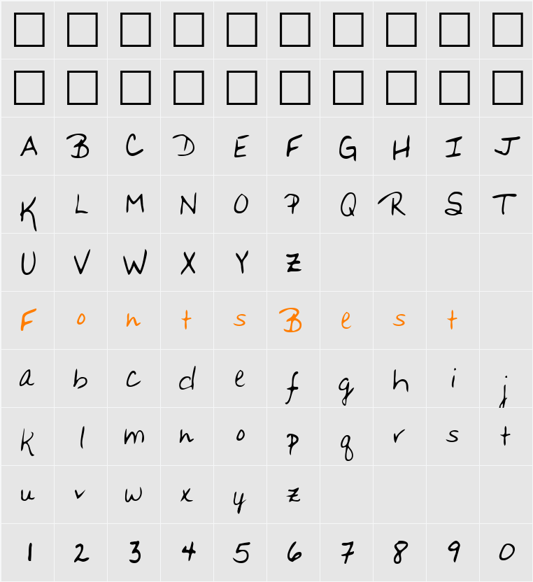 LEHN164 Character Map