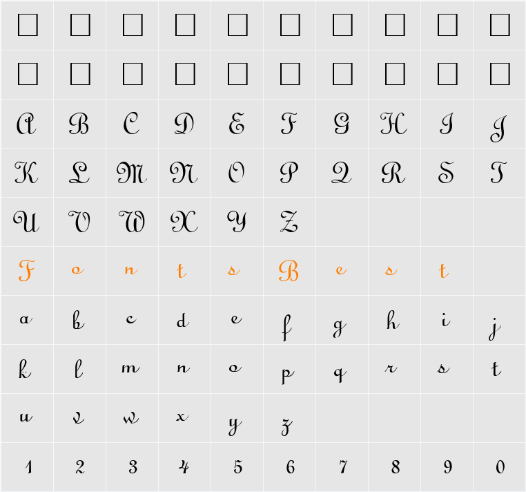 Penscript Character Map