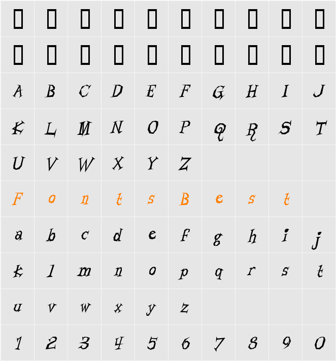 JI-Ponded Character Map