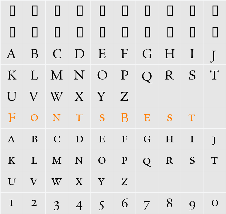 Legacy Serif SC ITC TT Character Map