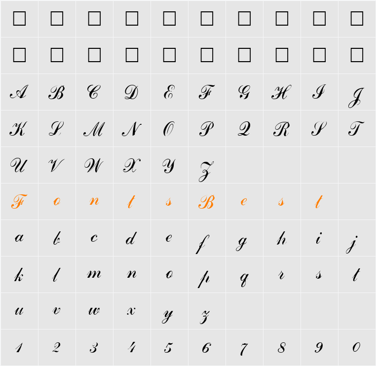 CommercialScript3 Character Map