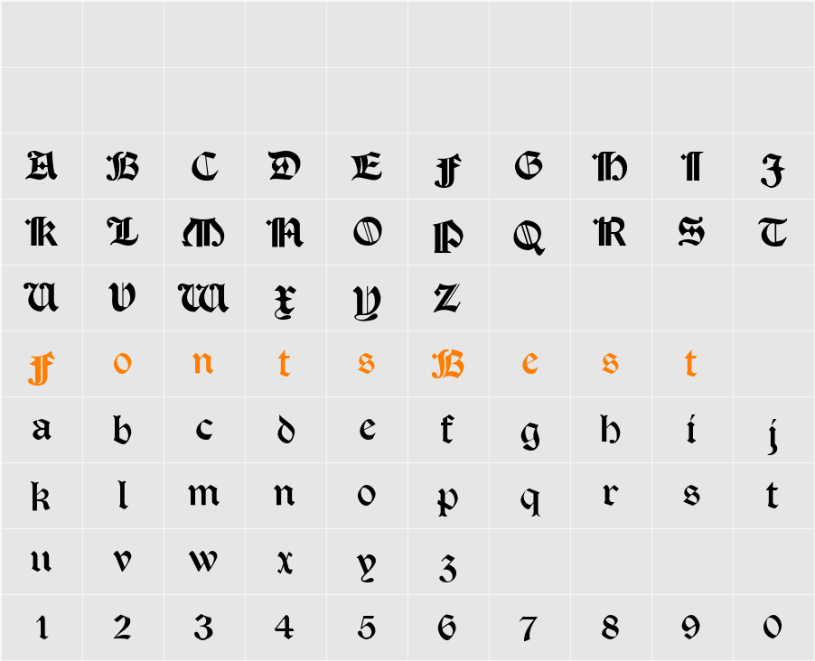 TudorText Character Map
