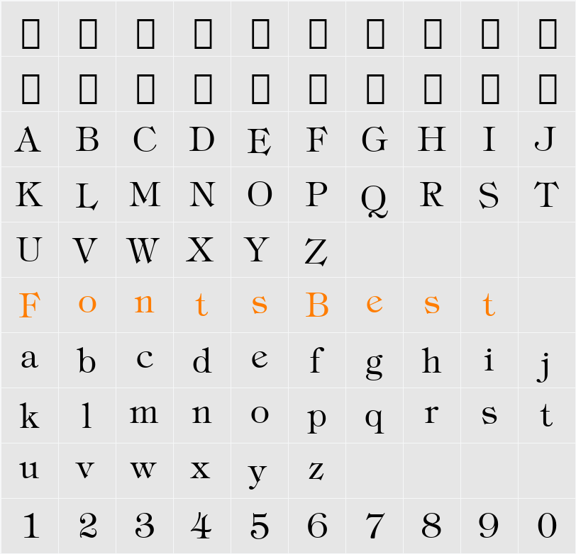Tiffany Lt BT Character Map