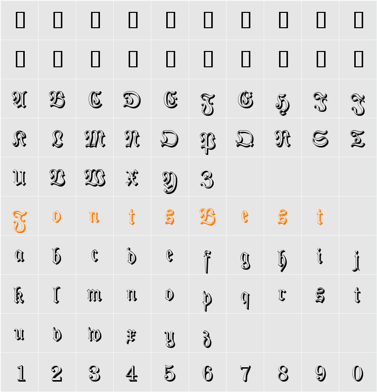 PhraxturedShadowed Character Map