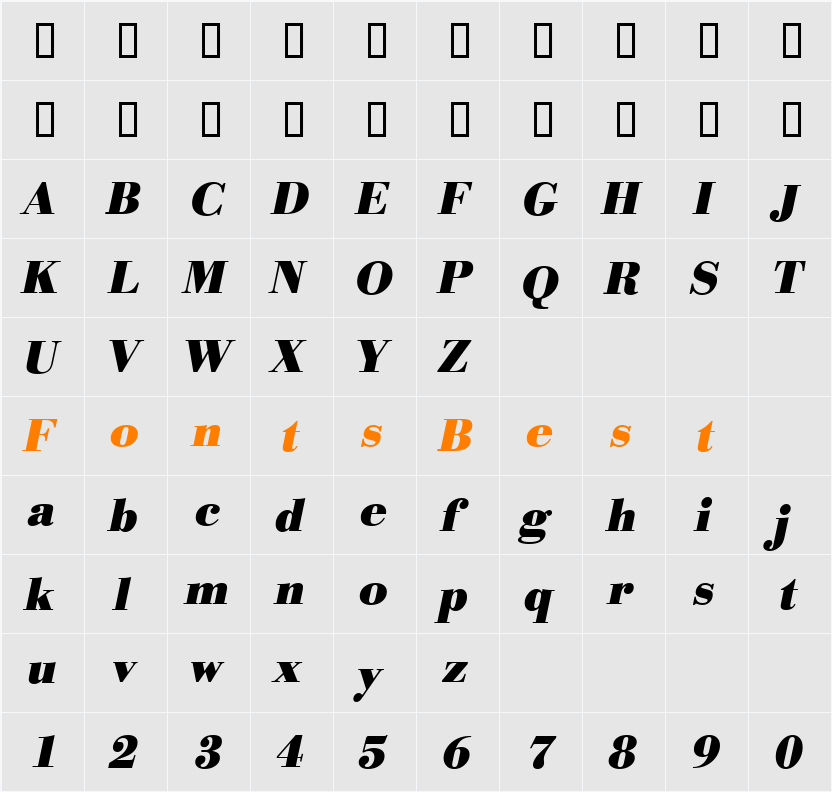 BodoniStd Character Map