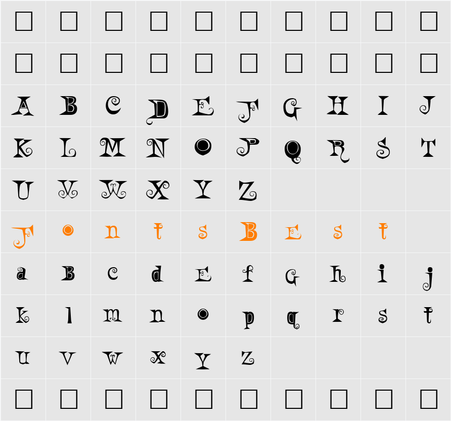 WeirdParty Character Map
