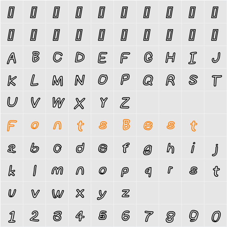 NumbBunny Character Map