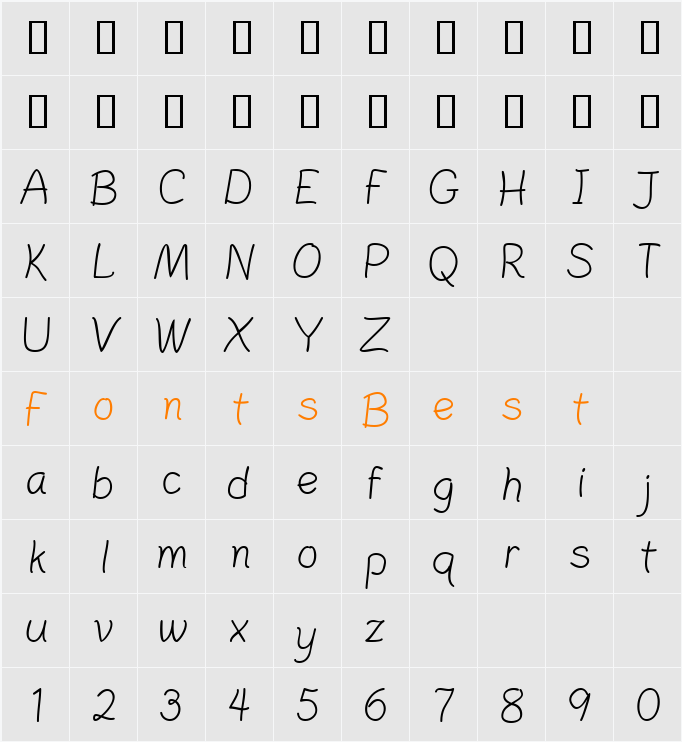 PlainPensle Character Map