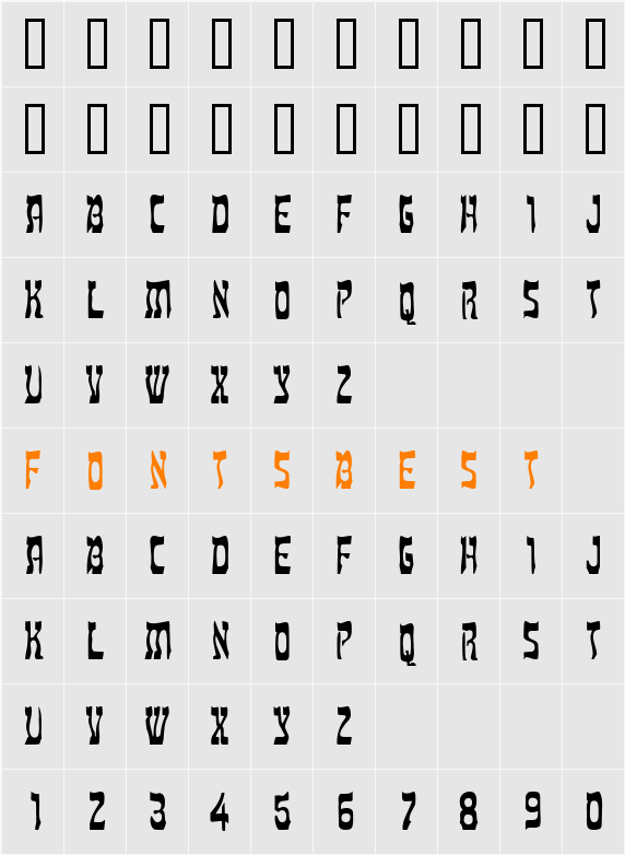 Kosher Condensed Character Map