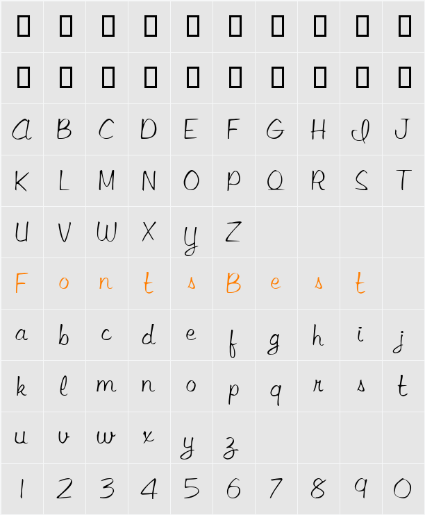 Septera Core Script Character Map