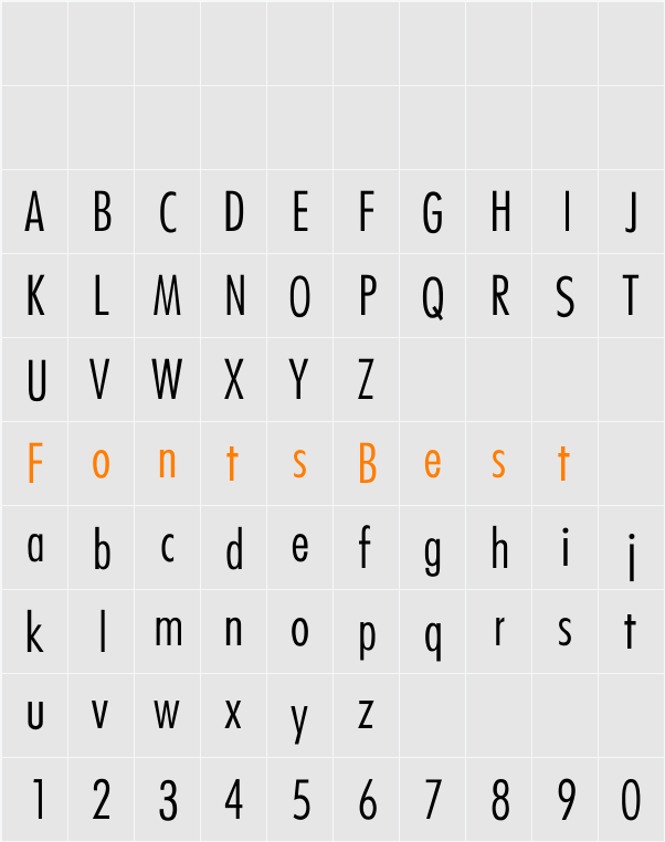 Futura-CondensedLight-Normal Character Map