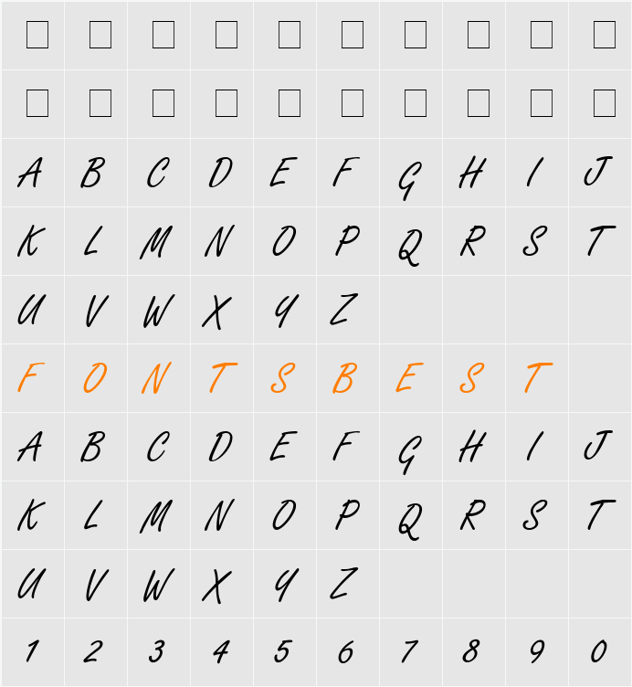 .VnFreeH Character Map