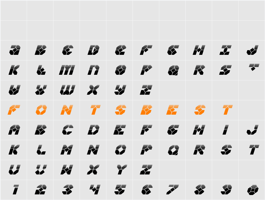 Zoom Runner Halftone Italic Character Map