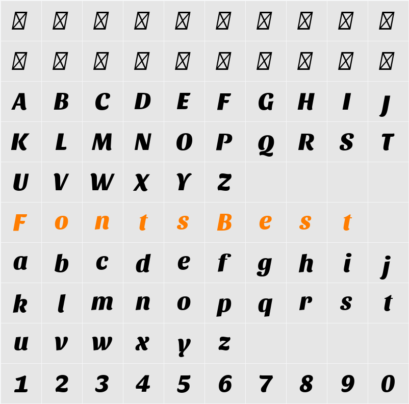 Sansita ExtraBold Character Map