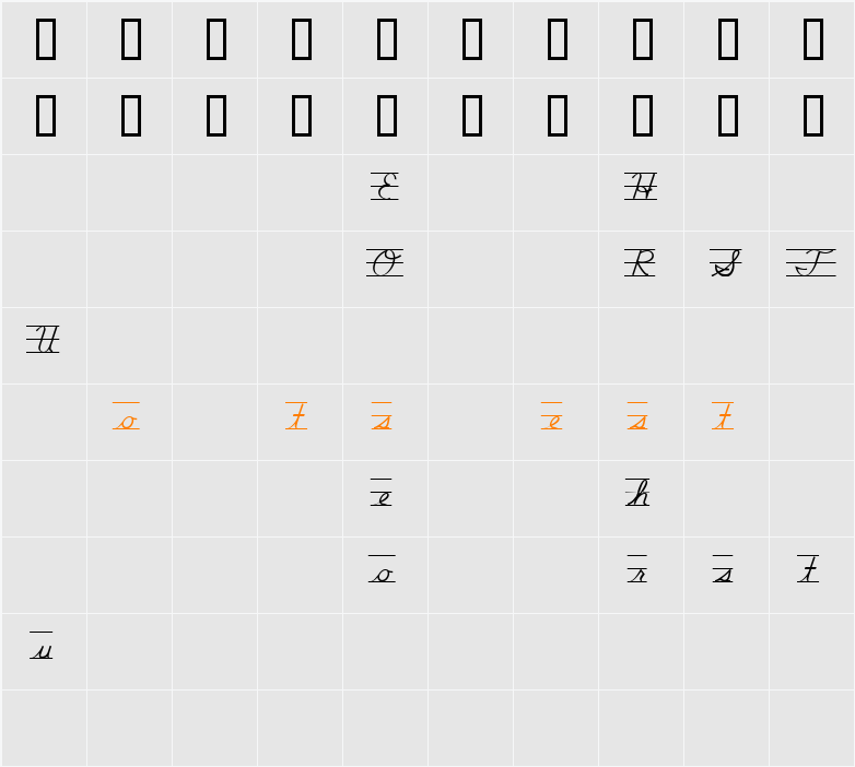 SchoolCursiveGuidesDemo Character Map