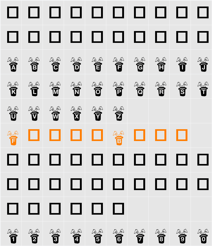 KR Magic Rabbit Character Map