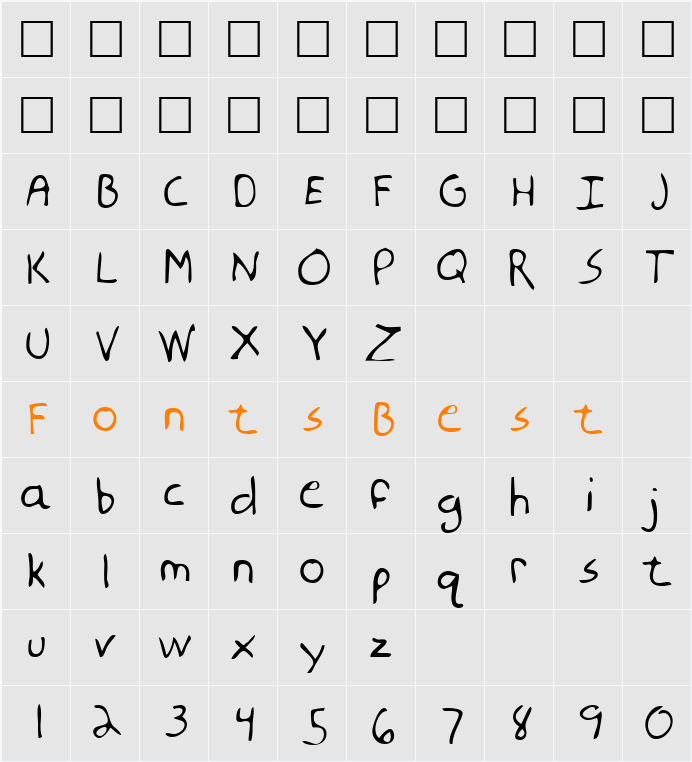 LawfordsHand Character Map