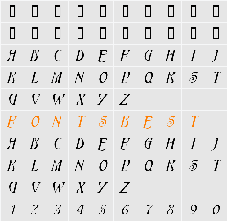 HardinCapsWide Character Map