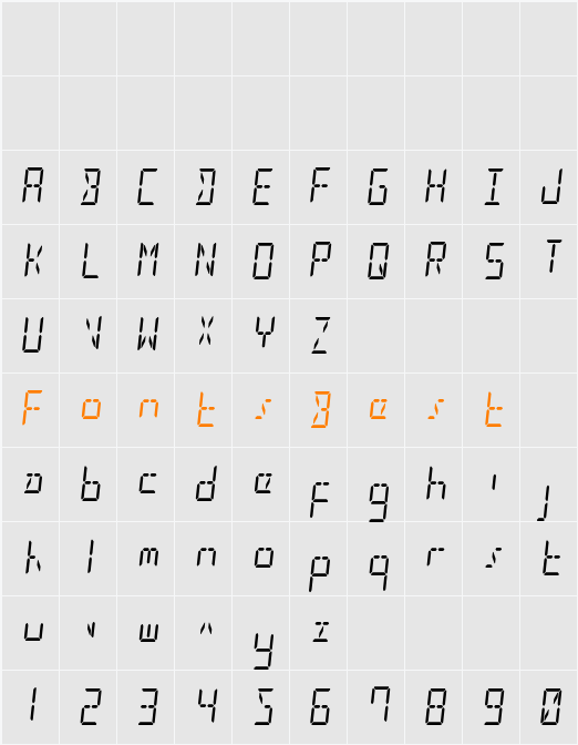LED Sled Condensed Character Map