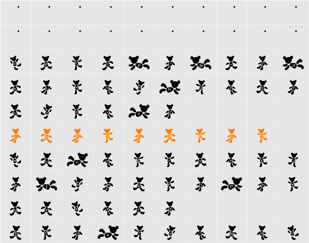 kuma Font Character Map