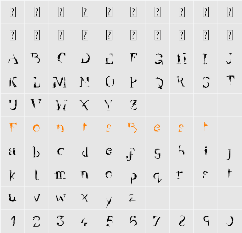 Yellow Back Radio Character Map