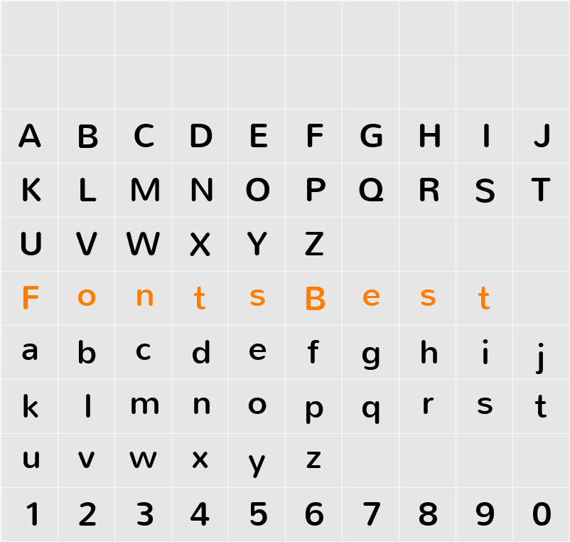 Nunito Character Map