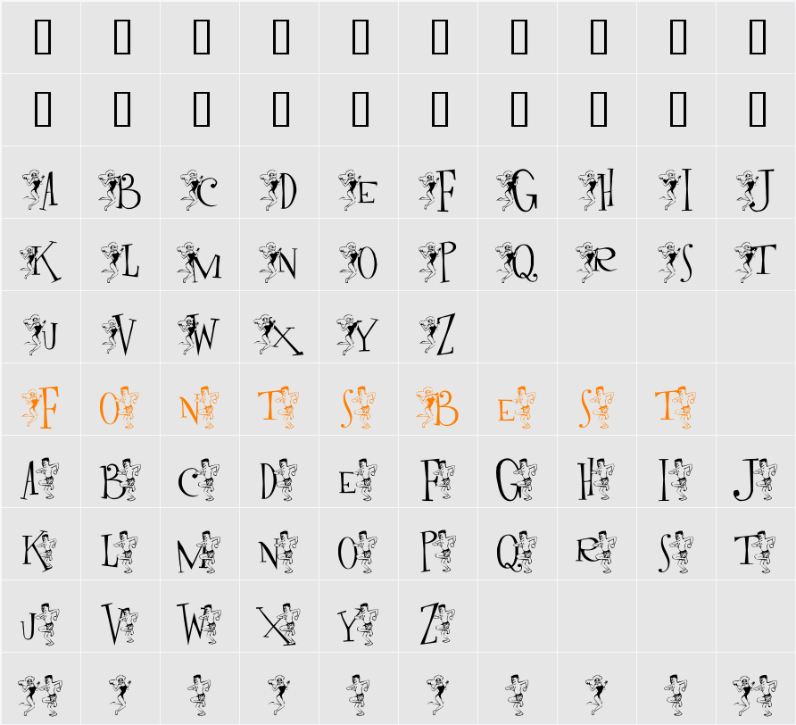 ExtravaDance Character Map