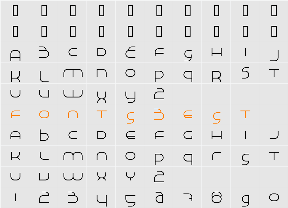 Made in Space Character Map