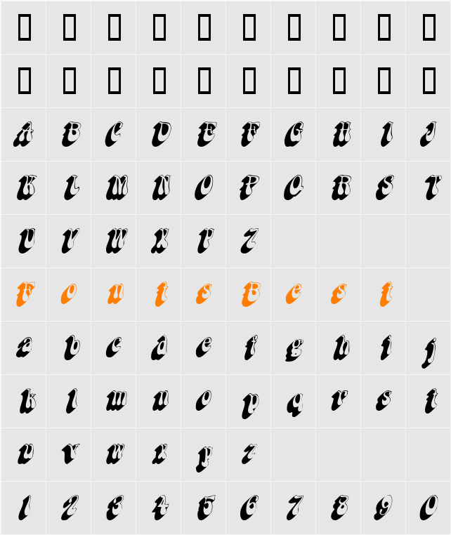 BoopShadow Character Map
