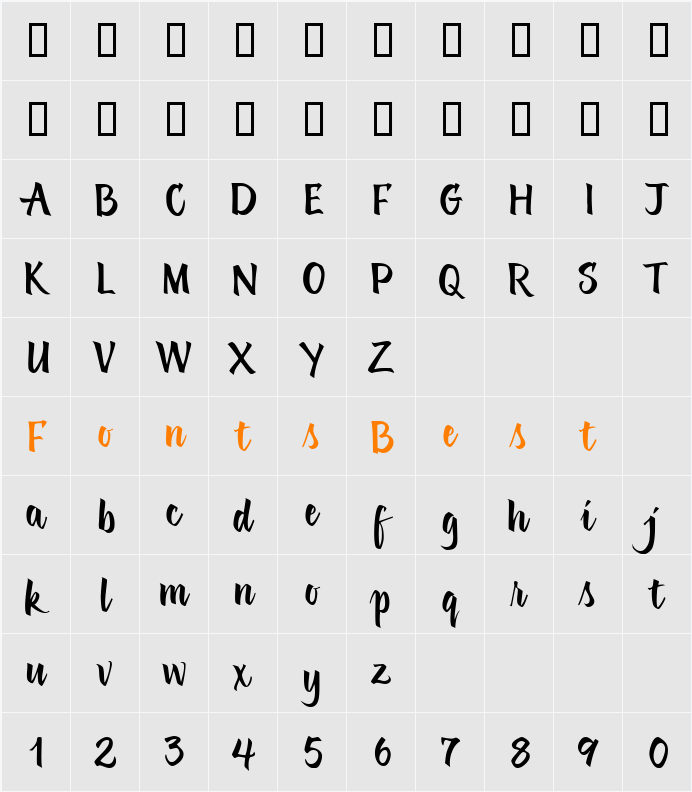 GrafiaScriptUT Character Map