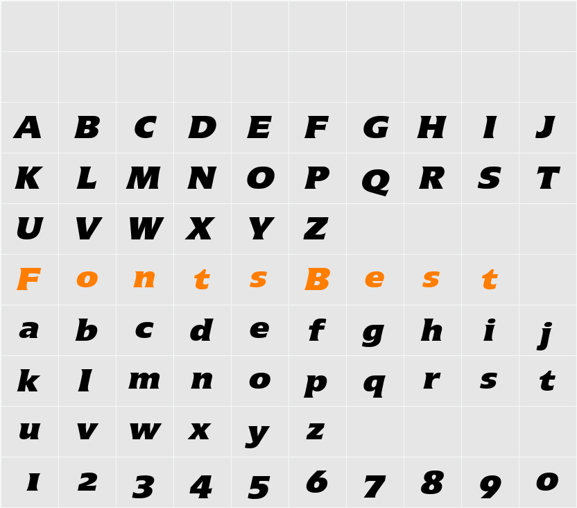 Icone LT ExtraBlackOsF Character Map