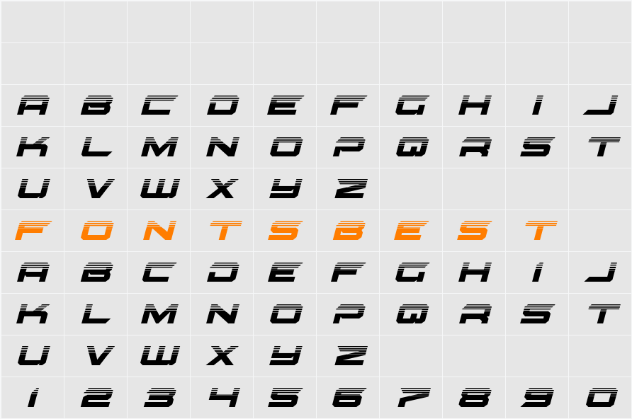 Gypsy Killer Half-Tone Italic Character Map