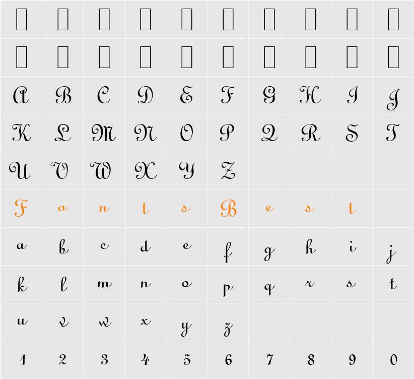 L730-Script Character Map