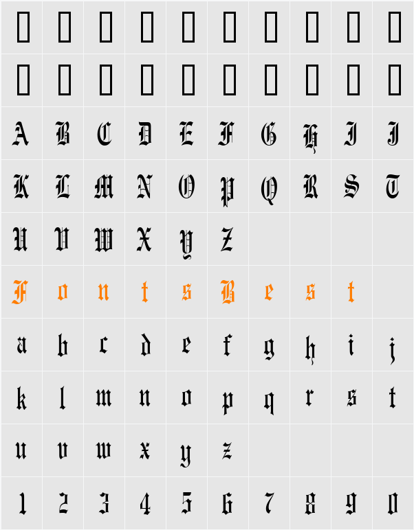 Engraved Thin Character Map