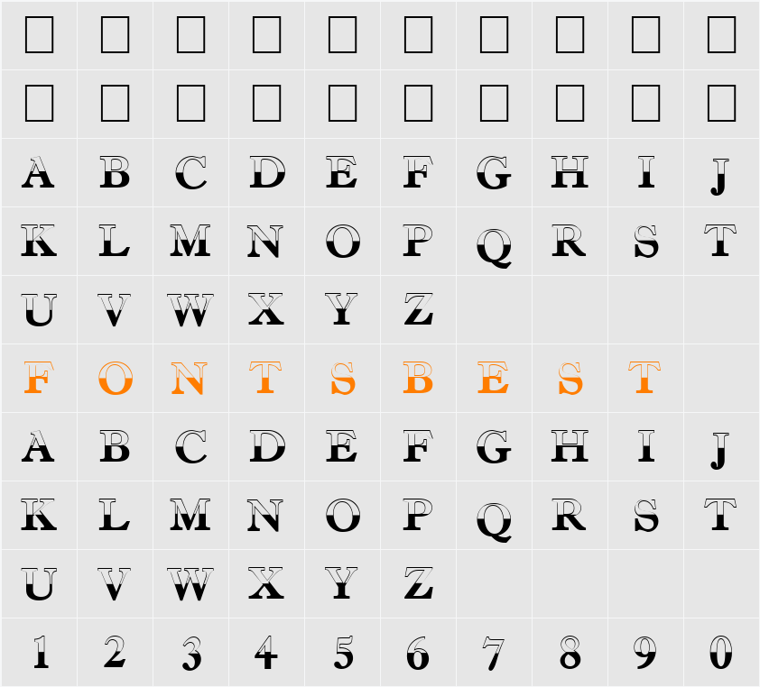 a_AntiqueTradyTtlB&W Character Map