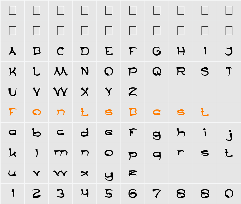 TARING SERIGALA Character Map