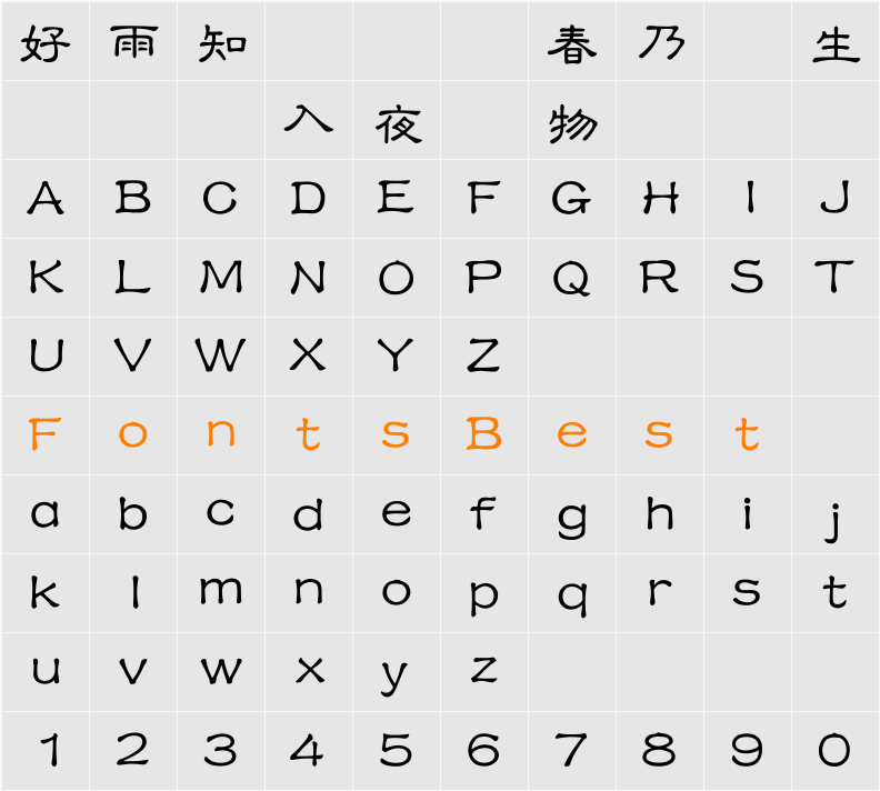 HanWang LiSuMedium-Gb5 Character Map