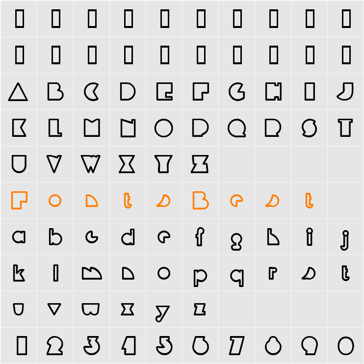 MandrelOutline Character Map